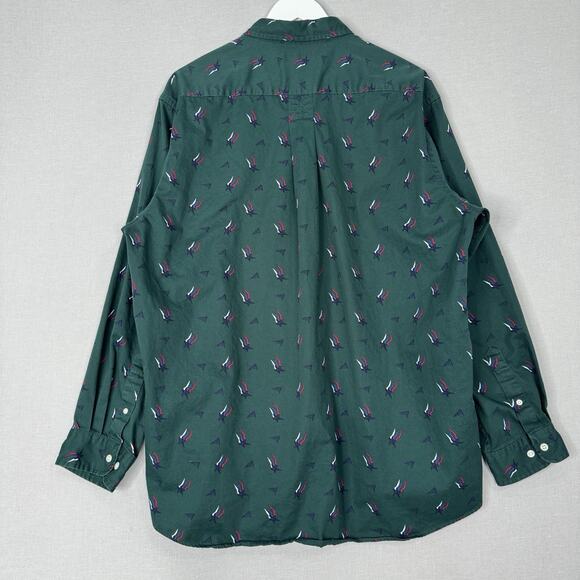 Vintage Stars & Stripes Mens Shirt XL Green Flag Print Western Patriotic Cowboy - Picture 6 of 12